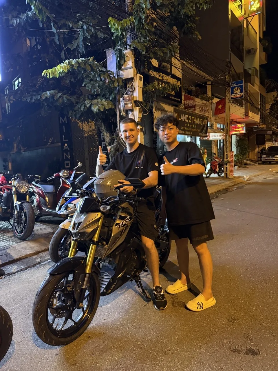 Night motorcycle handover in Nha Trang